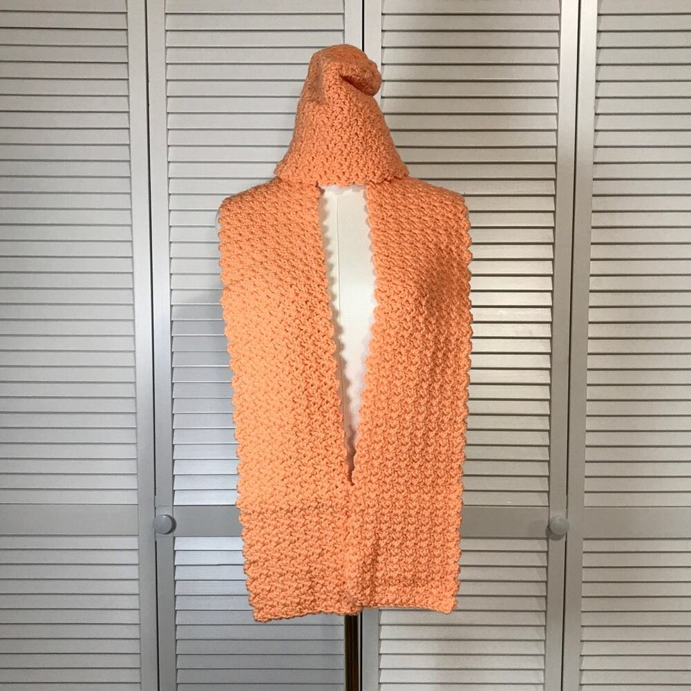 NWT Handmade Crochet Textured Winter Light Coral Scarf 60” & Beanie